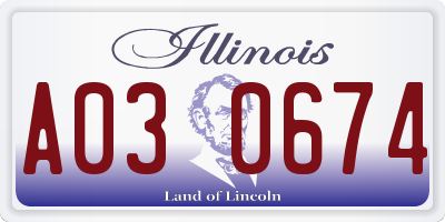 IL license plate A030674