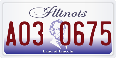 IL license plate A030675