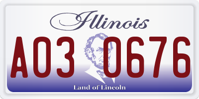 IL license plate A030676