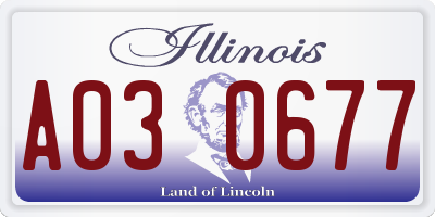 IL license plate A030677