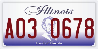 IL license plate A030678
