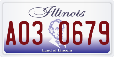 IL license plate A030679