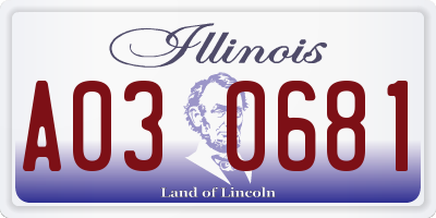 IL license plate A030681