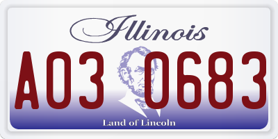 IL license plate A030683