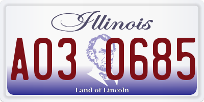 IL license plate A030685