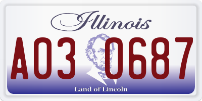 IL license plate A030687