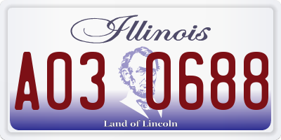 IL license plate A030688