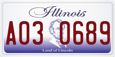 IL license plate A030689