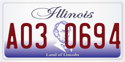 IL license plate A030694
