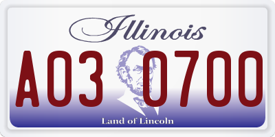 IL license plate A030700