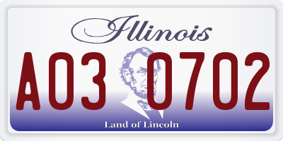 IL license plate A030702