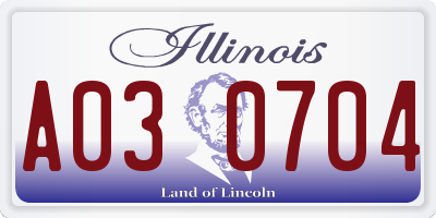 IL license plate A030704