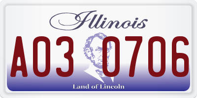 IL license plate A030706