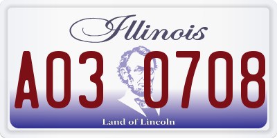 IL license plate A030708