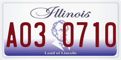 IL license plate A030710