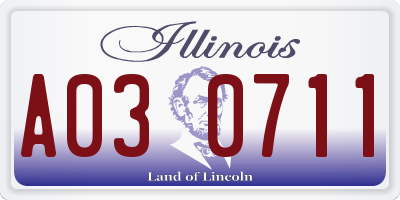 IL license plate A030711