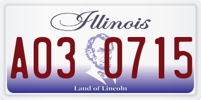 IL license plate A030715