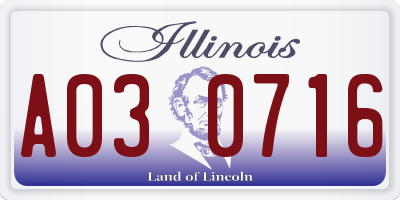 IL license plate A030716
