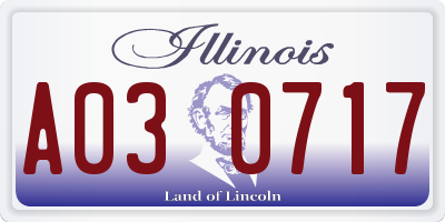 IL license plate A030717