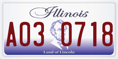 IL license plate A030718