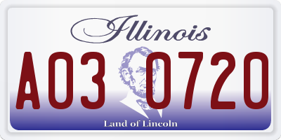 IL license plate A030720