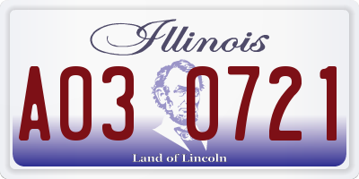 IL license plate A030721