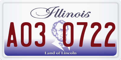 IL license plate A030722