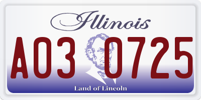 IL license plate A030725
