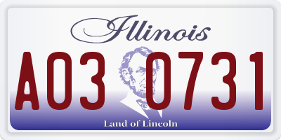 IL license plate A030731