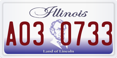 IL license plate A030733