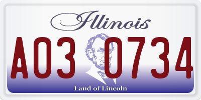 IL license plate A030734