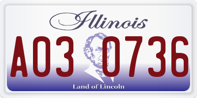 IL license plate A030736