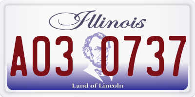 IL license plate A030737
