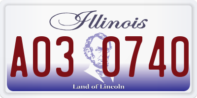 IL license plate A030740