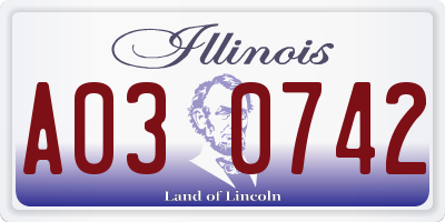 IL license plate A030742