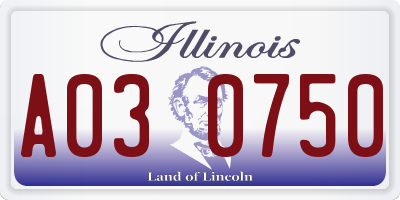 IL license plate A030750