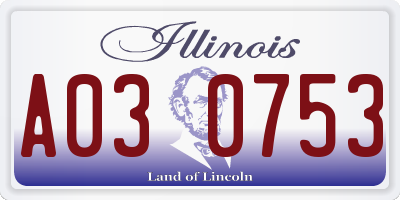IL license plate A030753
