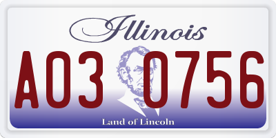 IL license plate A030756