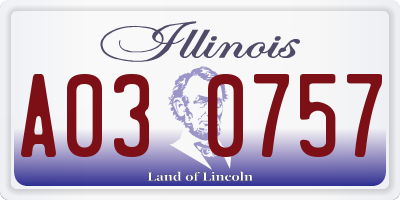 IL license plate A030757