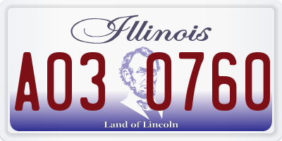 IL license plate A030760