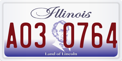 IL license plate A030764