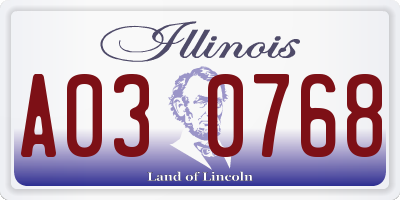 IL license plate A030768