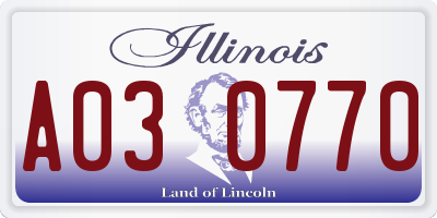 IL license plate A030770