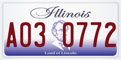 IL license plate A030772