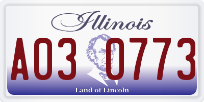 IL license plate A030773