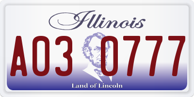 IL license plate A030777