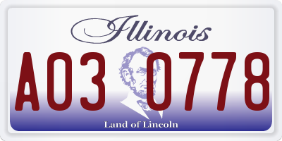IL license plate A030778