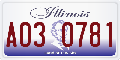 IL license plate A030781