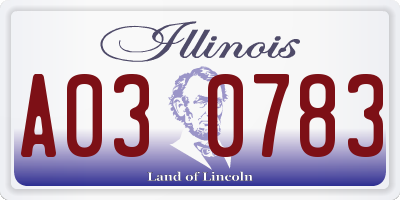 IL license plate A030783