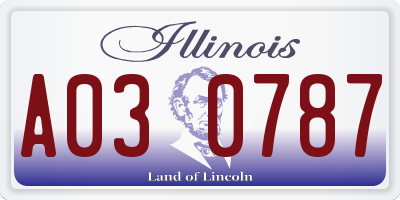 IL license plate A030787